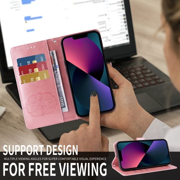 Samsung Galaxy S26 Edge Plånboksfodral Konstläder Blomtryck Ställ - Rosa