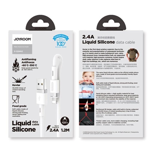 Joyroom USB til Lightning-kabel 2.4A 1.2 m - Hvid Vit