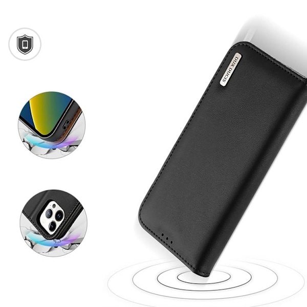 Dux Ducis iPhone 14 Pro Max Plånboksfodral Äkta Läder Hivo Flip - Svart Svart