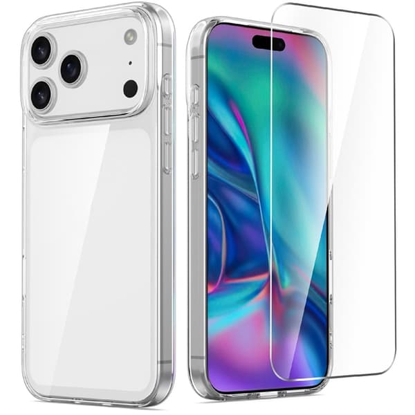 Mobilskal till iPhone 17 Pro Max TPU med Härdat Glas - Clear Transparent