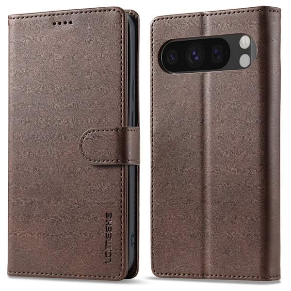 LC.IMEEKE Google Pixel 9 Pro Plånboksfodral Shockproof Konstläder - Brun