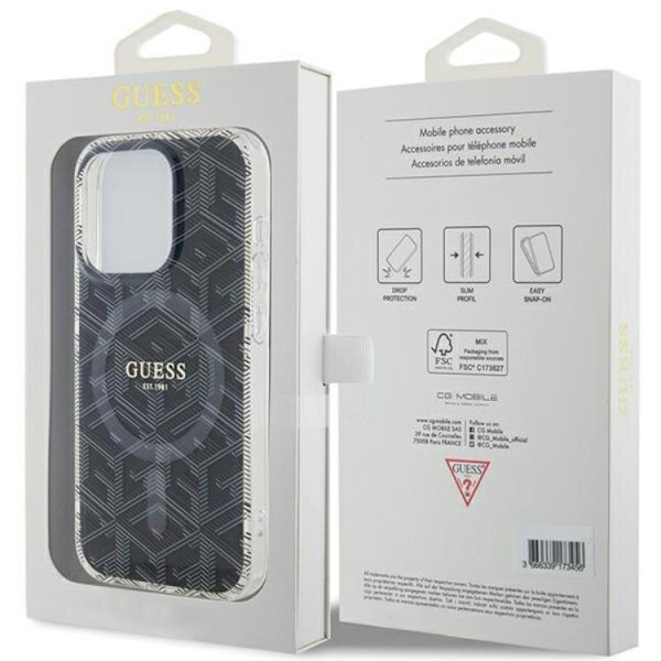 Guess iPhone 15 Pro Mobilskal Magsafe IML GCube - Svart Svart