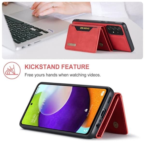 DG.MING M2 Tri-fold Plånboksfodral Samsung Galaxy A52s 5G Röd