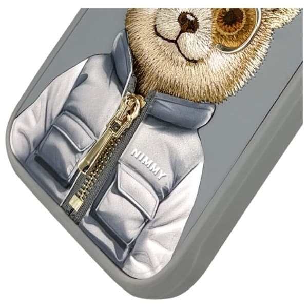 Nimmy Telefontaske til iPhone 16 Pro Cool & Cute 2.0 Bear - Grå Grå