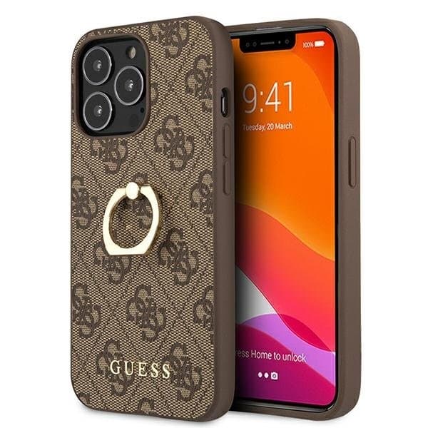 Guess Ring Stand Skal iPhone 13 Pro / 13 - Ruskea Brown