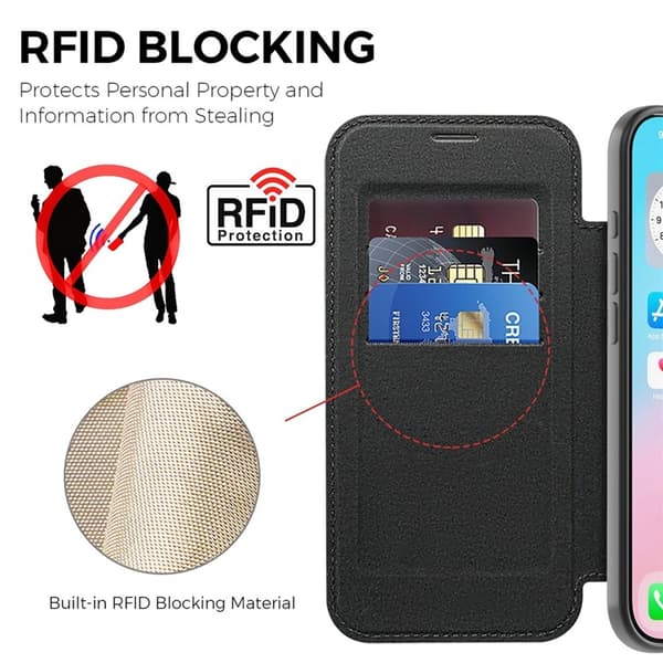 iPhone Air Plånboksfodral MagSafe RFID - Svart Svart