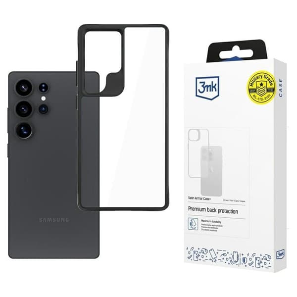 3MK telefontaske til Galaxy S25 Ultra Satin Armor - Sort Black
