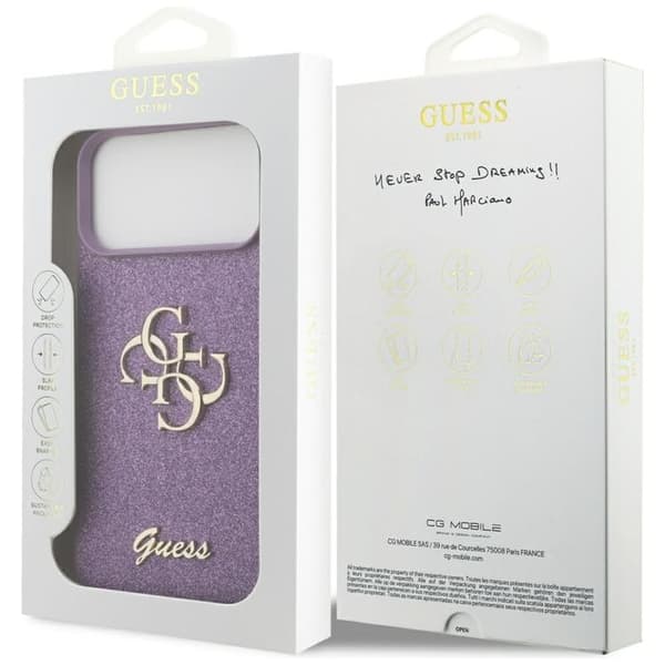 Guess Mobilskal till iPhone 17 Pro Max Fixed Glitter Big 4G - Lilac Lila