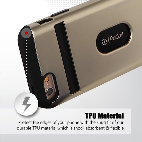 Mercury iPocket Premium skal med kortplats till Apple iPhone 6(S) Plus - Gold