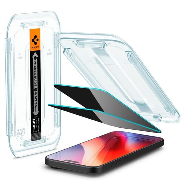 Spigen [2-Pack] iPhone 16 Pro Max/17 Pro Max Skärmskydd Härdat glas Privacy Svart