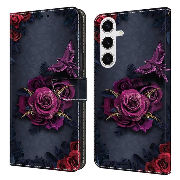 Plånboksfodral för Samsung Galaxy S26 Plus Mönstertryck Konstläder - Blommor