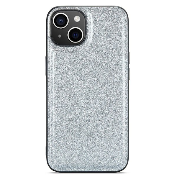DG.MING Mobilskal till iPhone 15 Drop Protection Glitter Läder Silver