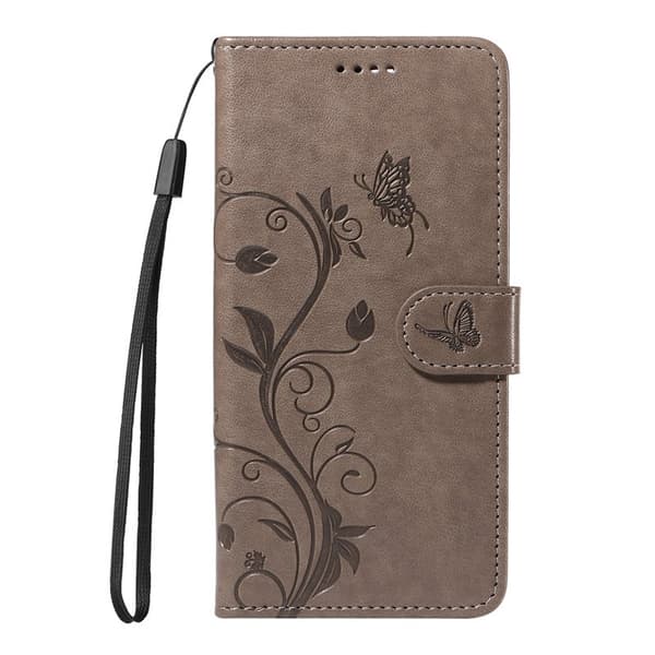 Samsung Galaxy S26 Ultra Plånboksfodral Konstläder Blommönster - Grå