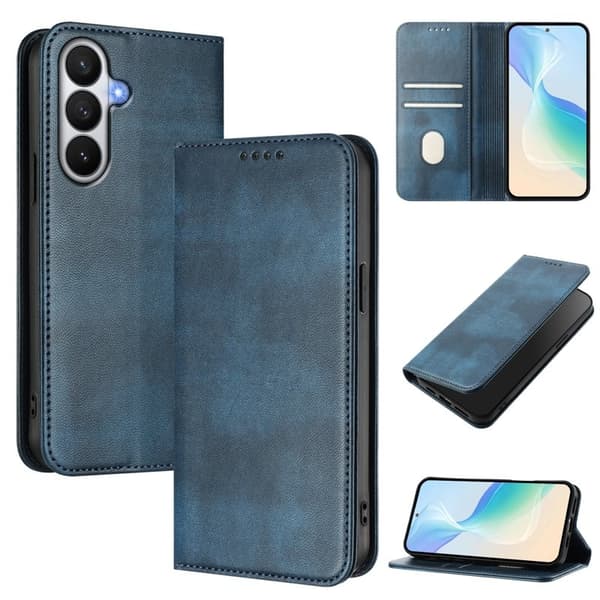 Samsung Galaxy S26 / S26 Pro Plånboksfodral Retro Textur RFID-Skydd - Blå