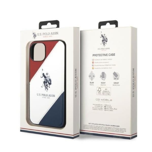 US Polo iPhone 14 Skal Tricolor Embossed - Vit Vit