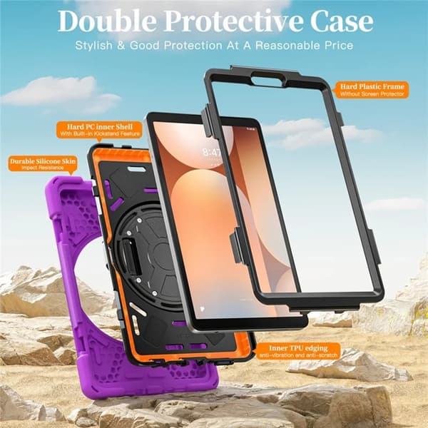 Mobilskal till Galaxy Tab A11 Kickstand Silikon Axelrem Lila