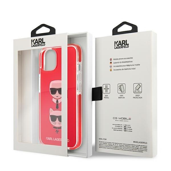 Karl Lagerfeld TPE Karl & Choupette -kotelo iPhone 13 Mini - punainen