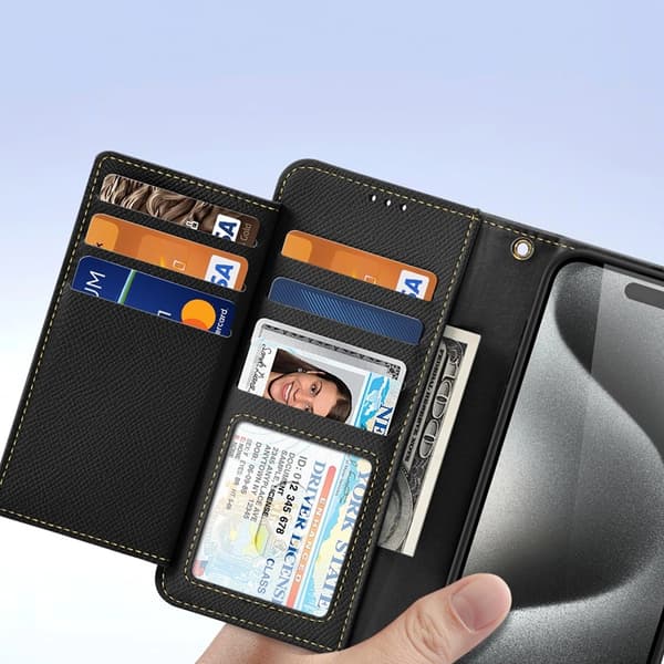 Dux Ducis iPhone 15 Pro Max Plånboksfodral Lawa Läder - Svart Svart