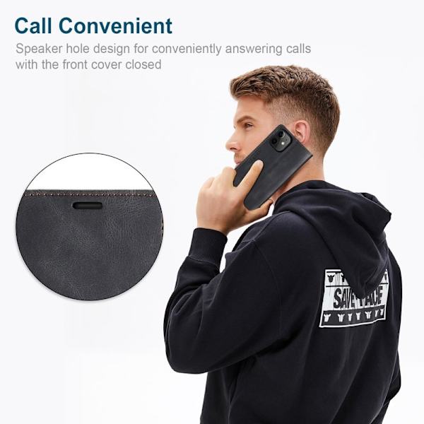 AUTSPACE A01 Mobilskal till iPhone 12 mini KonstLäder - Svart