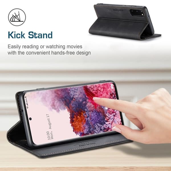 AUTSPACE A01 Plånboksfodral för Samsung Galaxy S20 Konstläder - Svart