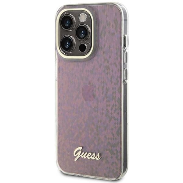 Guess Mobilskal till iPhone 15 Pro IML Mirror Disco Iridescentgo Rosa