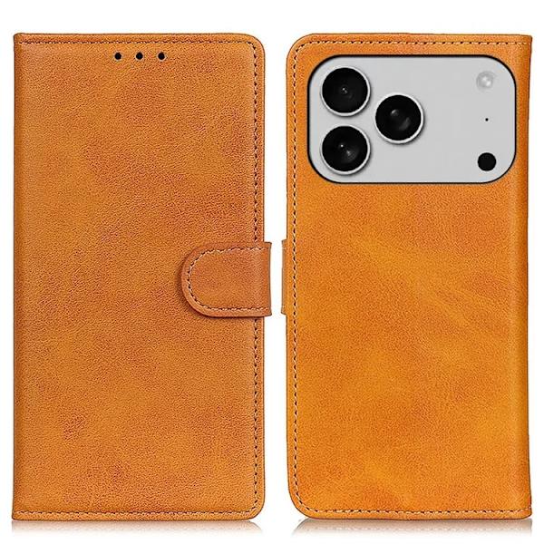 iPhone 17 Pro Max Plånboksfodral Cowhide Texture - Brun Brun