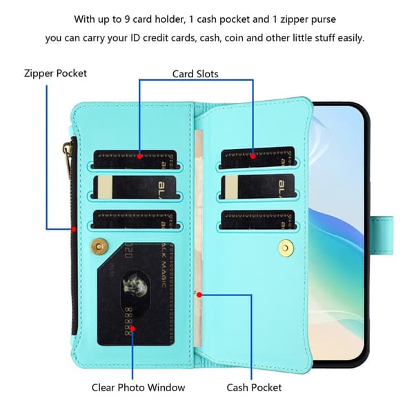 iPhone Air Plånboksfodral Zipper Med Rem - Mintgrön Grön
