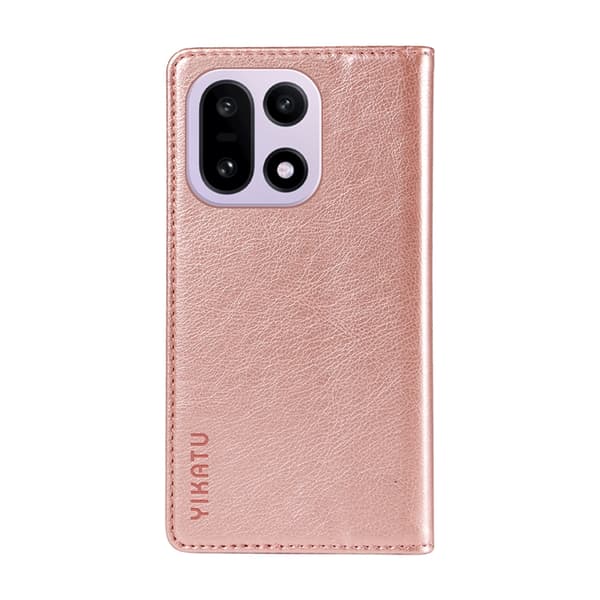 YIKATU OnePlus 15 Plånboksfodral Litchi Closure Konstläder Roséguld