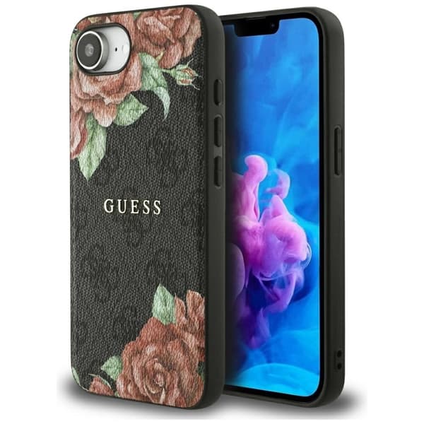 Guess Telefontaske til iPhone 16e Magsafe Blomsterprint - Sort Svart