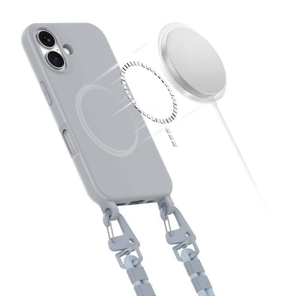 Tech-Protect iPhone 16 Mobilhalsband Skal Magsafe Magnecklace Grå