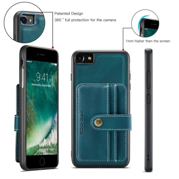 JEEHOOD Mobilskal till iPhone 7/8/SE (2020/2022) Wallet Blå