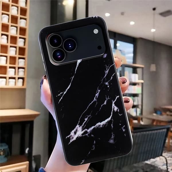 Mobilskal till iPhone 17 Pro Marble Pattern Painted TPU - Svart Svart