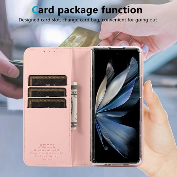 ABEEL Google Pixel 9 Pro Fold 5G Plånboksfodral RFID-Skydd Konstläder Rosa