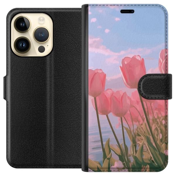 Pung Taske til Apple iPhone 15 Pro med Lyserøde Tulipaner
