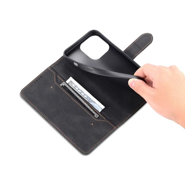AZNS iPhone 14 Pro Plånboksfodral i Konstläder - Svart