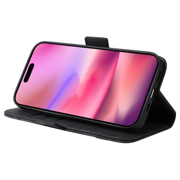 BETOPNICE 001 iPhone 16 Plånboksfodral Konstläder - Svart