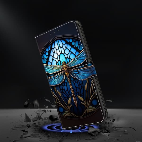 Samsung Galaxy S26 Plånboksfodral TPU + Konstläder Flip - Blå Trollslända