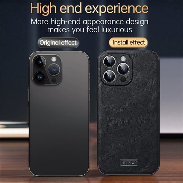 SULADA Mobilskal till iPhone 16 Pro Max PU Läder TPU PC Orange