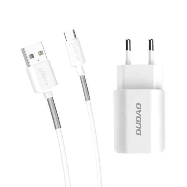 Dudao seinälaturi USB EU + USB-C kaapeli - valkoinen White