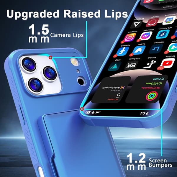 Mobilskal till iPhone 17 Pro Max Korthållare Mirror Kickstand - Blå Blå