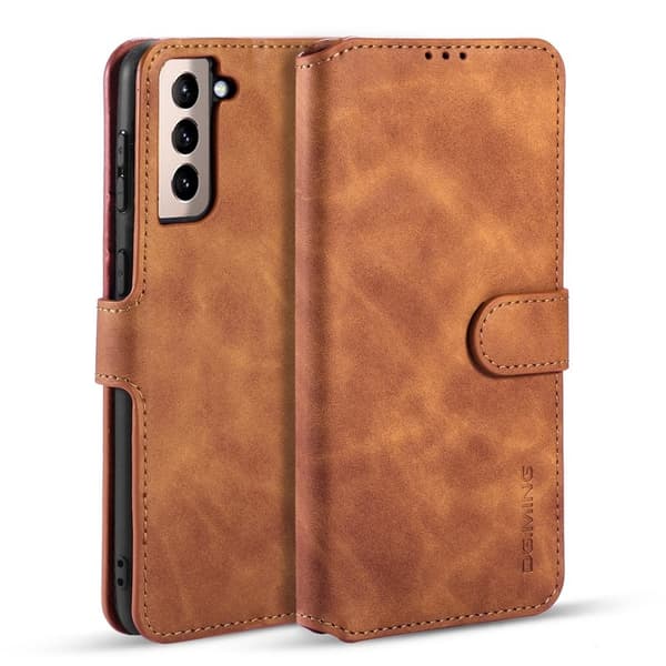 DG.MING Samsung Galaxy S21 Plånboksfodral Retro Konstläder Brun