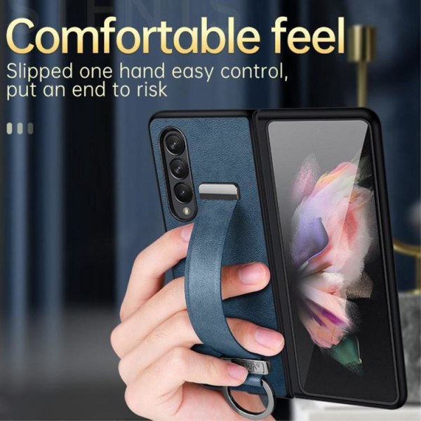 SULADA Galaxy Z Fold 4 Shell Kickstand rannekkeella - ruskea