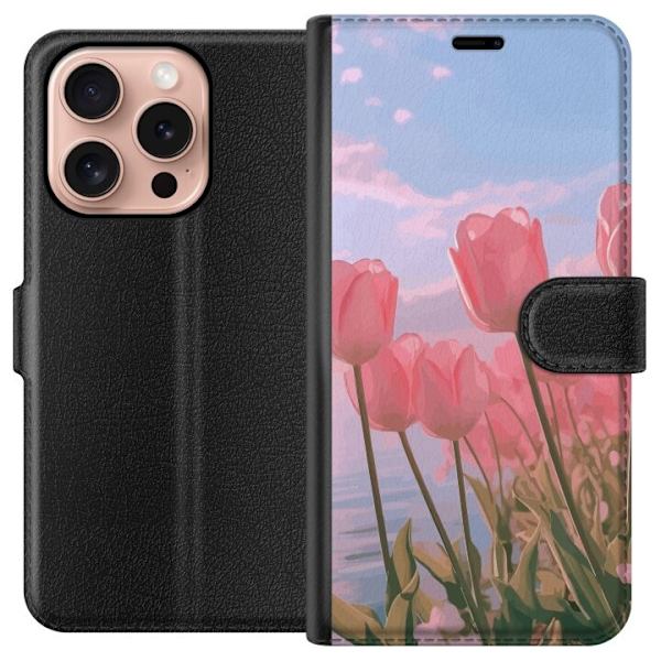 Pung Taske til Apple iPhone 16 Pro med Lyserøde Tulipaner