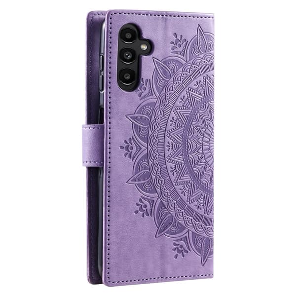 Galaxy A24 4G Pungeetui Imprinted Mandala Flower - Lilla Lila