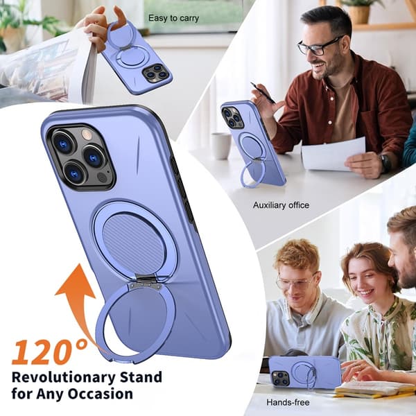 Mobilskal till iPhone 16 Pro MagSafe Rotating Kickstand TPU + PC Lila