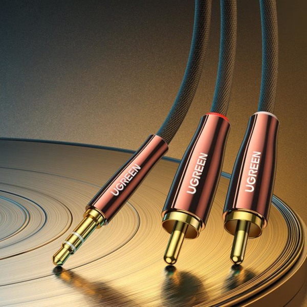 Ugreen Audio Kabel 3.5 mm Mini Jack Till 2RCA 2m - Koppar