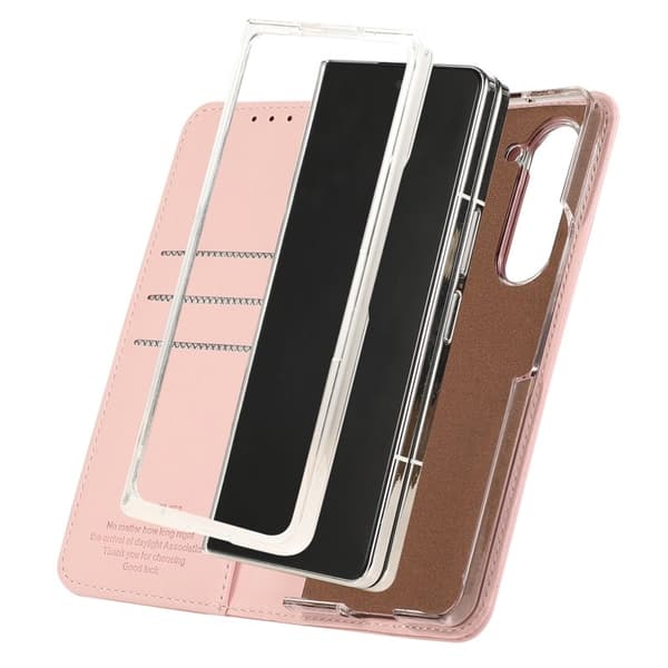 ABEEL Samsung Galaxy Z Fold5 Plånboksfodral RFID-Skydd Konstläder - Rosa