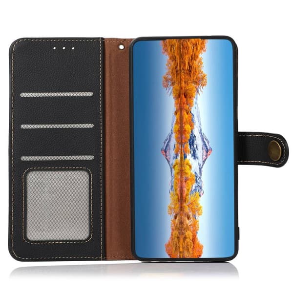 KHAZNEH Plånboksfodral för Samsung Galaxy S26 Plus Äkta läder RFID - Svart
