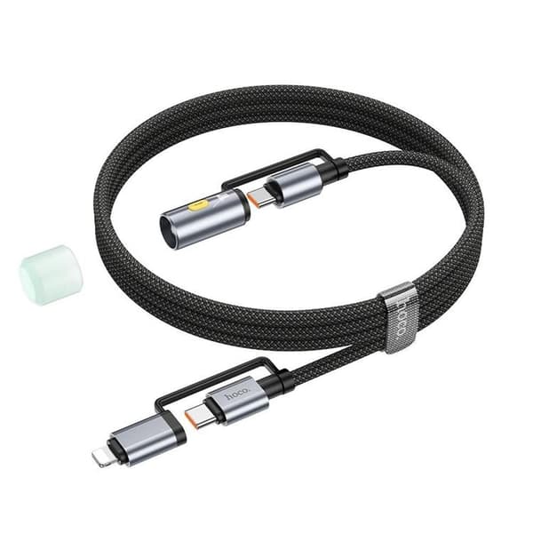 Hoco USB-C/Lightning Til USB-C LED Lys 60W 3A Kabel 1.2m U138 - Sort Svart
