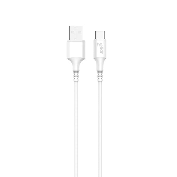GEAR Laddkabel USB-C till USB-A kabel 2.0 2m Vit gen2 Rund Vit